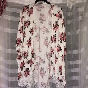 white floral kimono